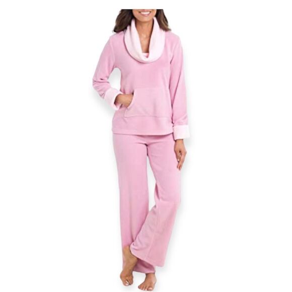 SALE!  Super Soft Cowl-Neck Pajamas in Pink - 2 Piece Set - Size Large - Picture 1 of 16
